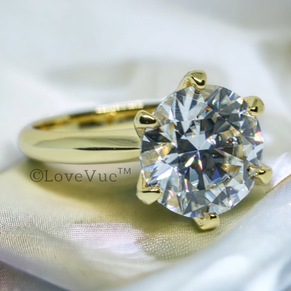 Certified 5ct. t.w. Diamond Elegant Brilliant Cut Solitaire Gold Engagement Ring - Picture 1 of 16